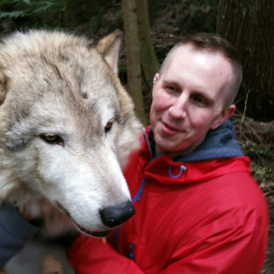 Jacob Boprie with wolf